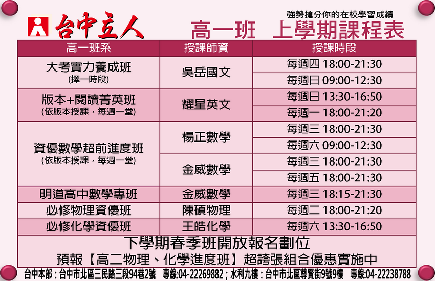 【114高一】資優超前進度班