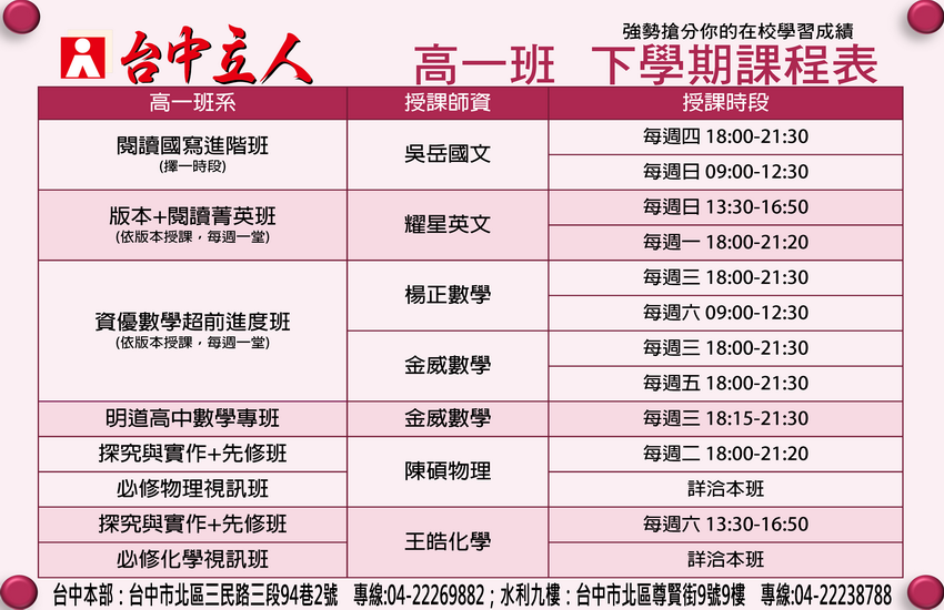 【114高一】資優超前進度班